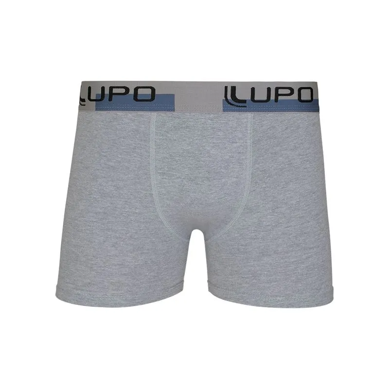 Cueca Boxer Cós Acetinado em Algodão Lupo Cueca Boxer Cinza Cós Acetinado em Algodão Lupo