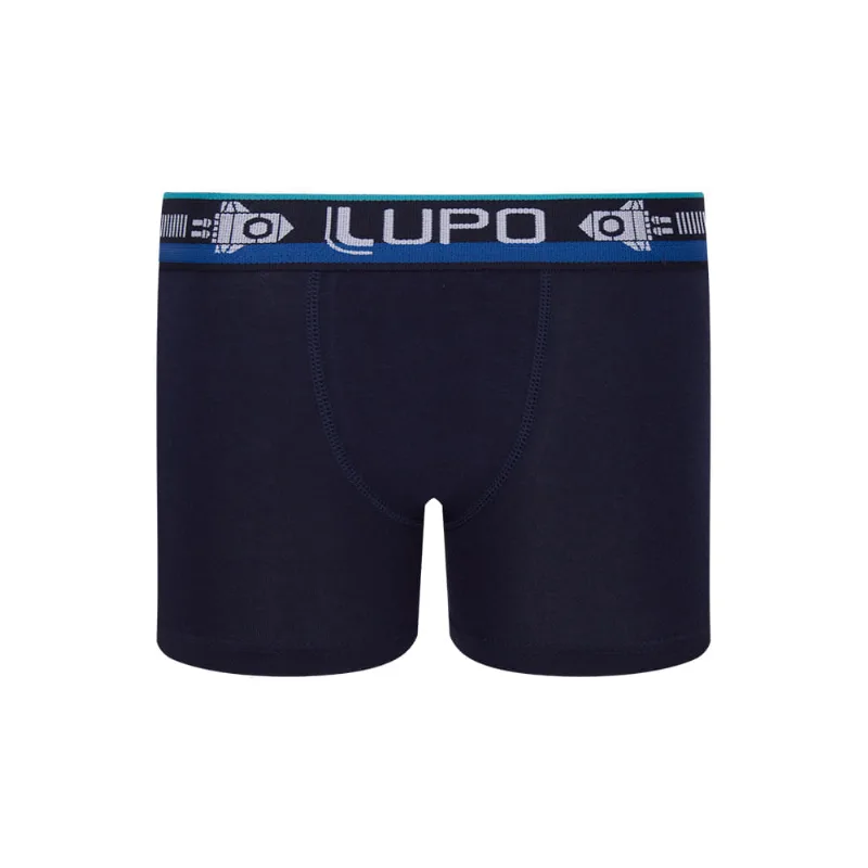 Cueca Lupo Infantil Boxer Algodão com Elastano 151-007 Azul Azul Marinho G