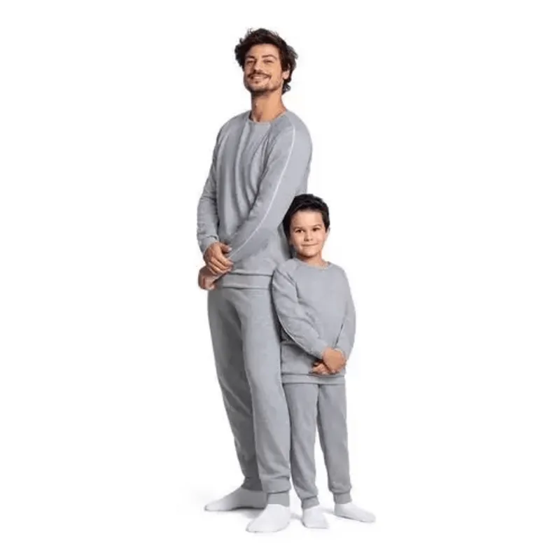 Pijama Lupo Longo Moletom Infantil 20164-001 Cinza 4