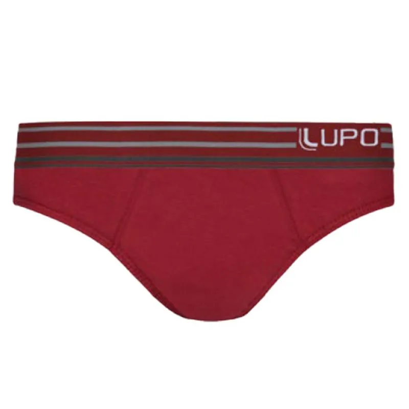Cueca Slip com Cós Listrado em Algodão Lupo Cueca Slip Vermelho Cós Listrado em Algodão Lupo