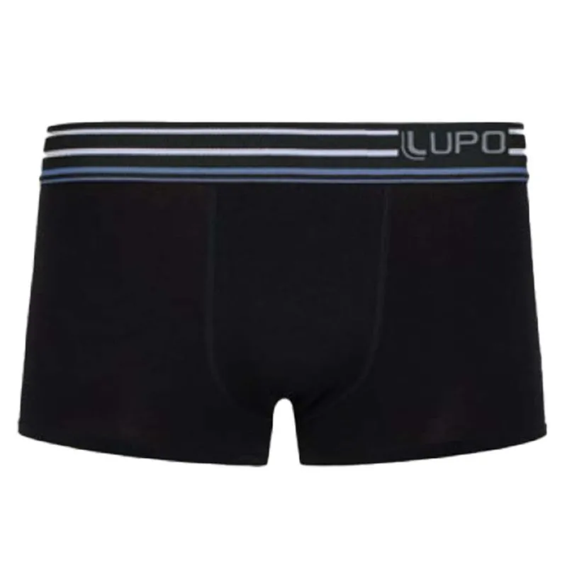 Cueca Sunga com Cós Listrado em Algodão Lupo Cueca Sunga Preto Cós Listrado em Algodão Lupo