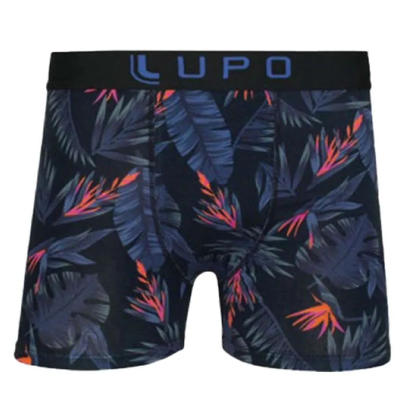 Cueca Boxer Estampada em Algodão Lupo Cueca Boxer Estampa Folhagem em Algodão Lupo