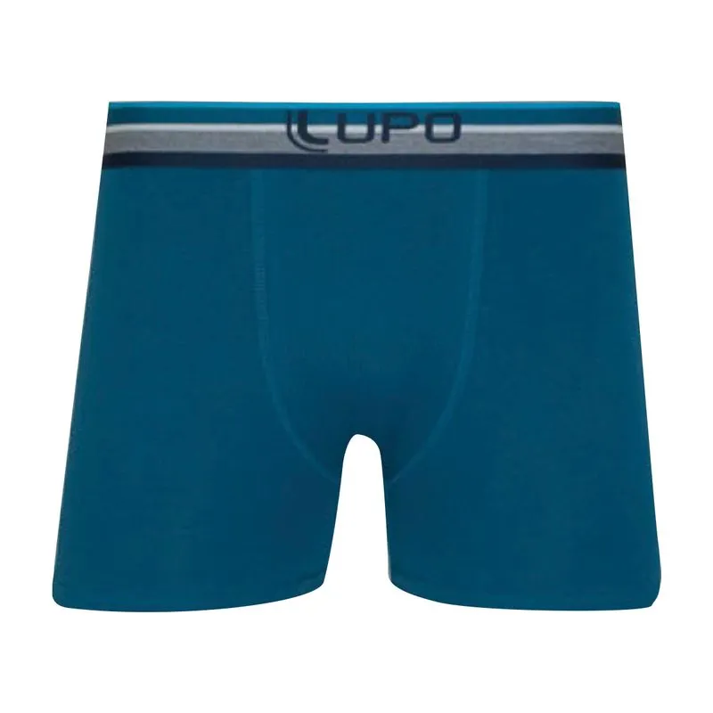 Cueca Boxer Cós Listrado em Algodão Lupo Cueca Boxer Azul Cós Listrado em Algodão Lupo