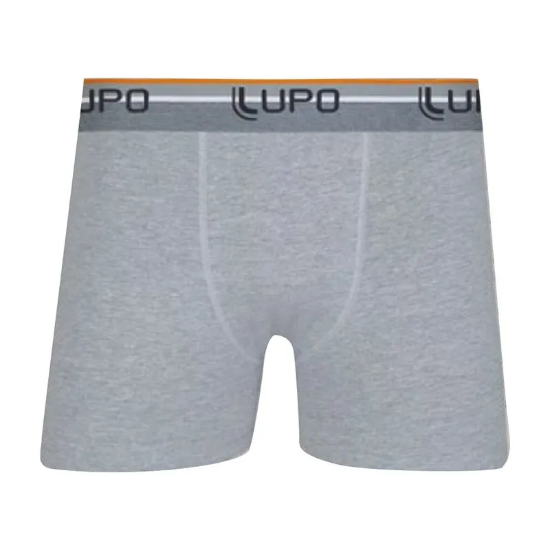 Cueca Boxer Cós Listrado em Algodão Lupo Cueca Boxer Cinza Cós Listrado em Algodão Lupo