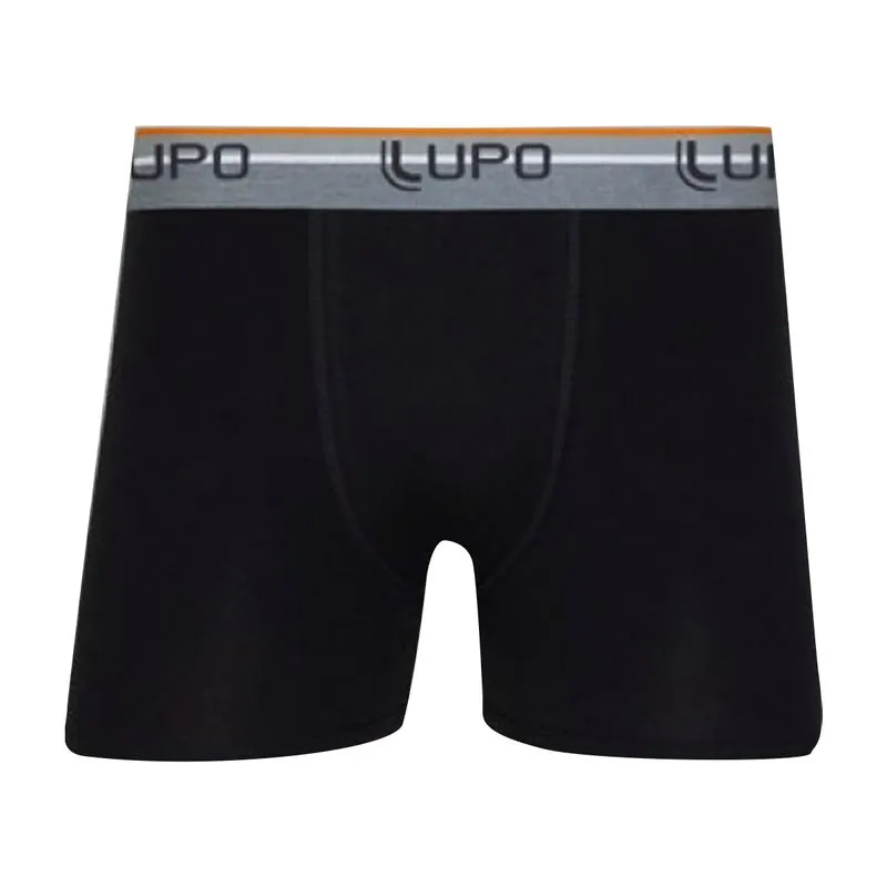 Cueca Boxer Cós Listrado em Algodão Lupo Cueca Boxer Preta Cós Listrado em Algodão Lupo