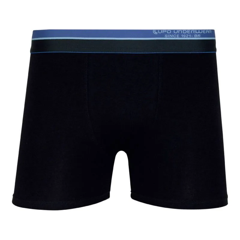 Cueca Boxer Cós com Detalhe Minimalista em Algodão Lupo Cueca Preta Cós com Detalhe Minimalista em Algodão Lupo