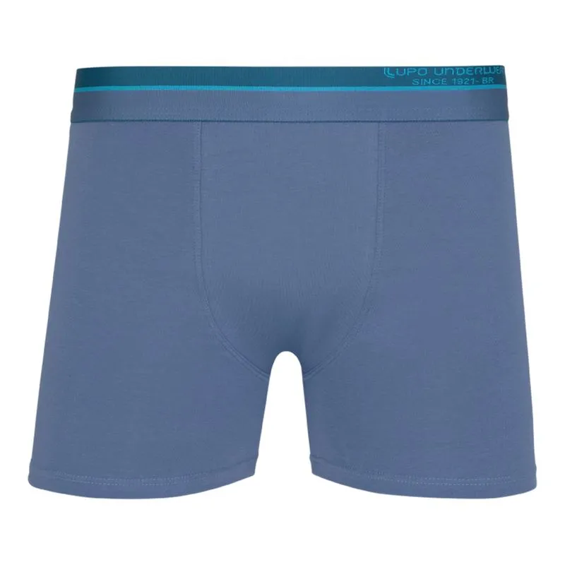 Cueca Boxer Cós com Detalhe Minimalista em Algodão Lupo Cueca Azul Cós com Detalhe Minimalista em Algodão Lupo