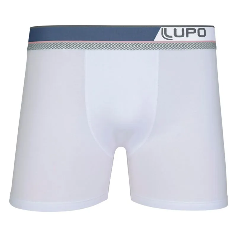 Cueca Boxer Cós com Logo Lateral em Algodão Lupo Cueca Boxer Branco Cós com Logo Lateral em Algodão Lupo