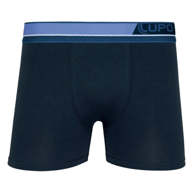 Cueca Boxer Cós com Logo Lateral em Algodão Lupo Cueca Boxer Marinho Cós com Logo Lateral em Algodão Lupo
