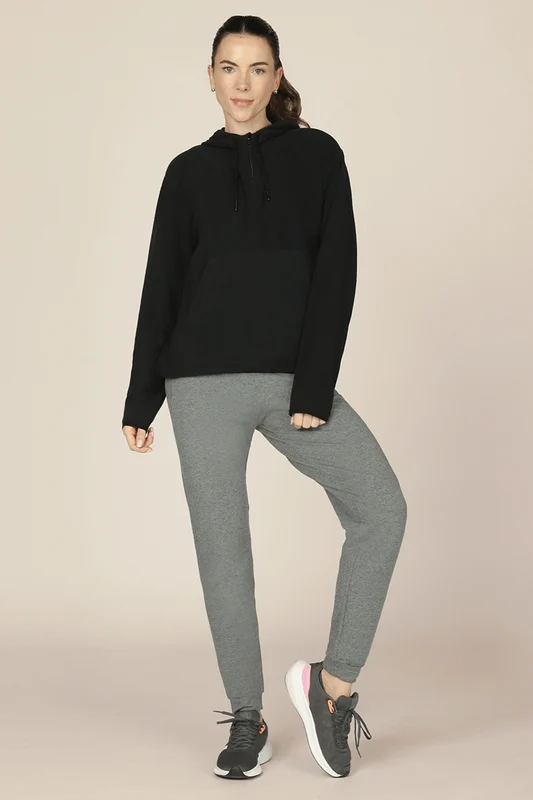 Blusão Fleece Canguru Preta - 9990 / P
