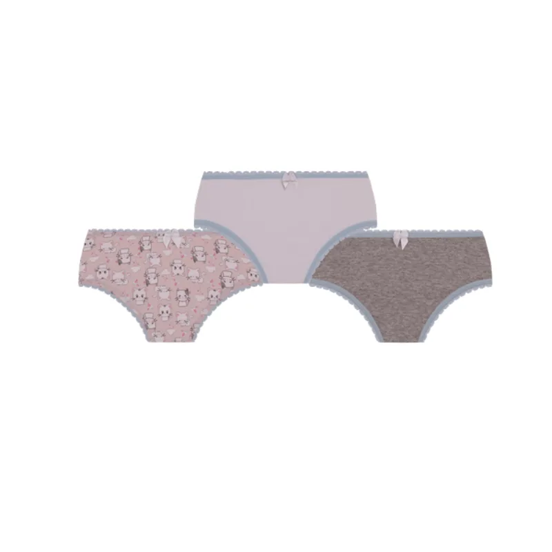 Calcinha Lobinha Infantil Estampada 18100-089 Kit C/3 Rosa,Branco,Cinza Calcinha Lobinha Infantil Estampada 18100-089 Kit C/3 Rosa, Branco, Cinza M