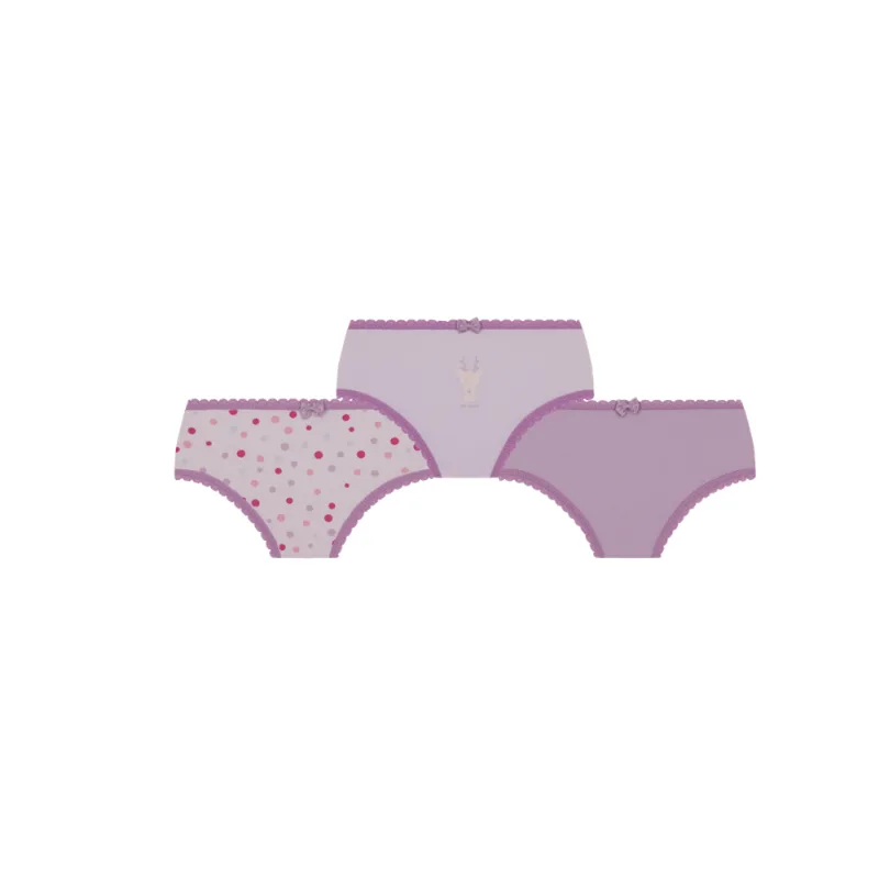Calcinha Lobinha Infantil Estampada 18100-089 Kit C/3 Branco, Lilás G