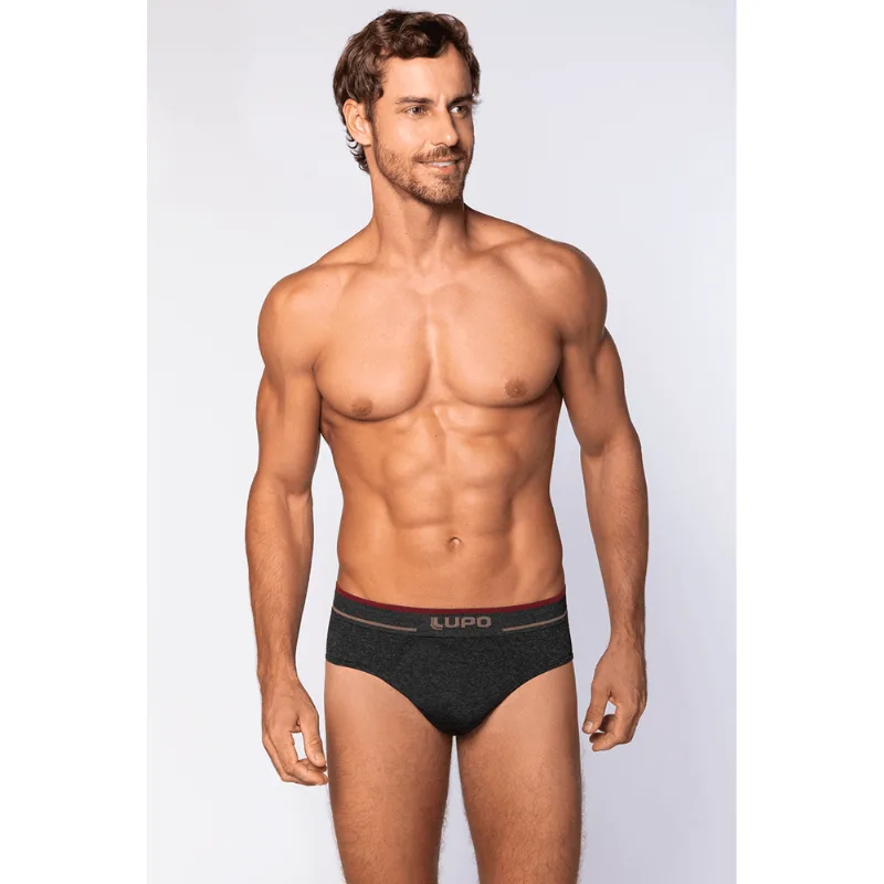 Cueca Slip Sem Costura Masculina Lupo Tamanho: M | Cor: Preto Mescla