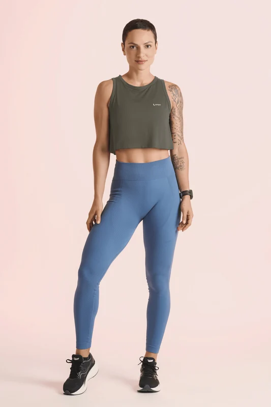 Regata Cropped Lsport Airdry Feminina Verde Militar - 4600 / GG