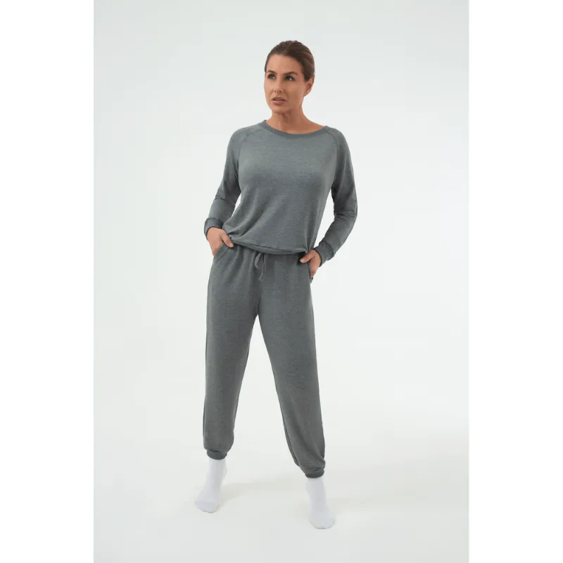 Pijama Moletinho Raglan Feminino Lupo Tamanho: P (36 a 38) | Cor: Chumbo Mescla