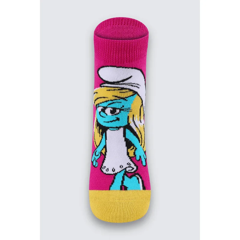 Meia Smurfs KF Tamanho: 046 (Calçados 24 a 29) | Cor: Rosa Fruti
