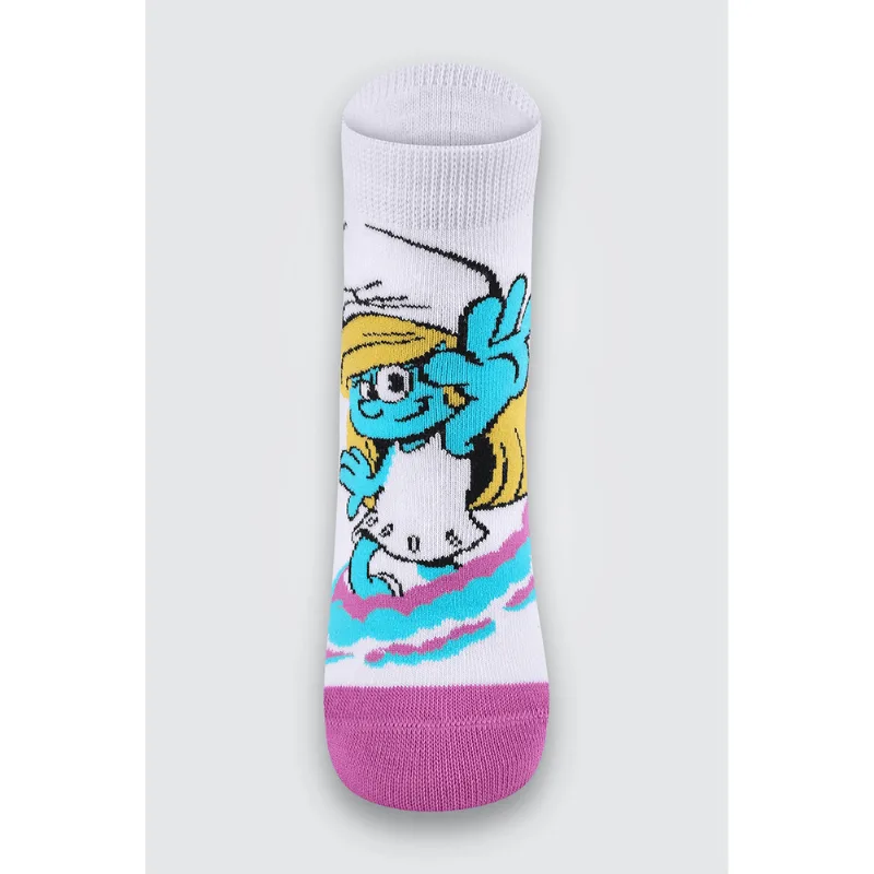 Meia Smurfs KF Tamanho: 810 (Calçados 30 a 36) | Cor: Branca