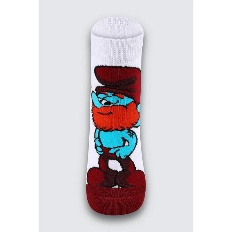 Meia Smurfs KF Tamanho: 810 (Calçados 30 a 36) | Cor: Branca