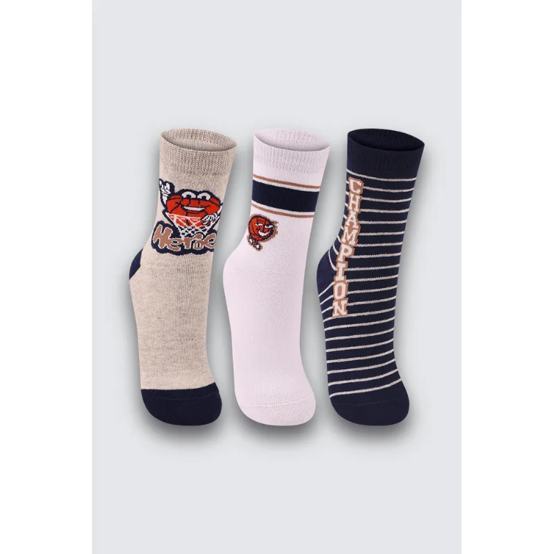 Kit 3 Meias Cano Médio Infantil Masculina Lupo Tamanho: 046 (Calçados 24 a 29) | Cor: Sortida - Lupo