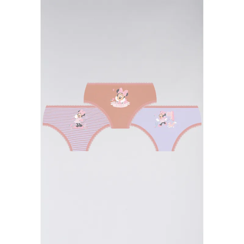 Kit 3 Calcinhas Kids Minnie Algodão Tamanho: 6 a 8 anos | Cor: Sortida