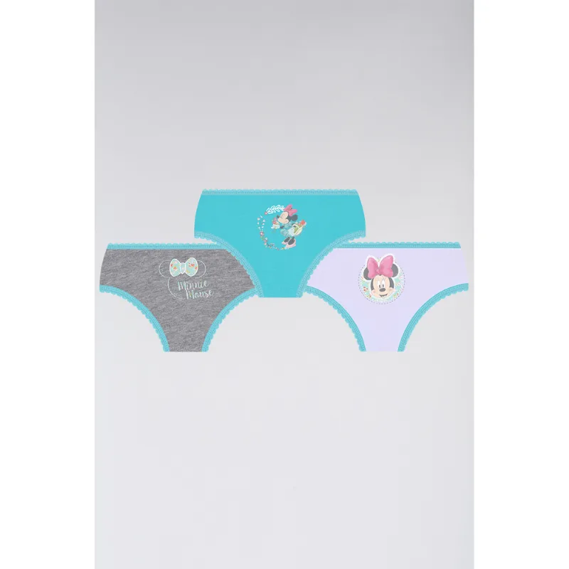 Kit 3 Calcinhas Kids Minnie Algodão Tamanho: 9 a 11 anos | Cor: Sortida