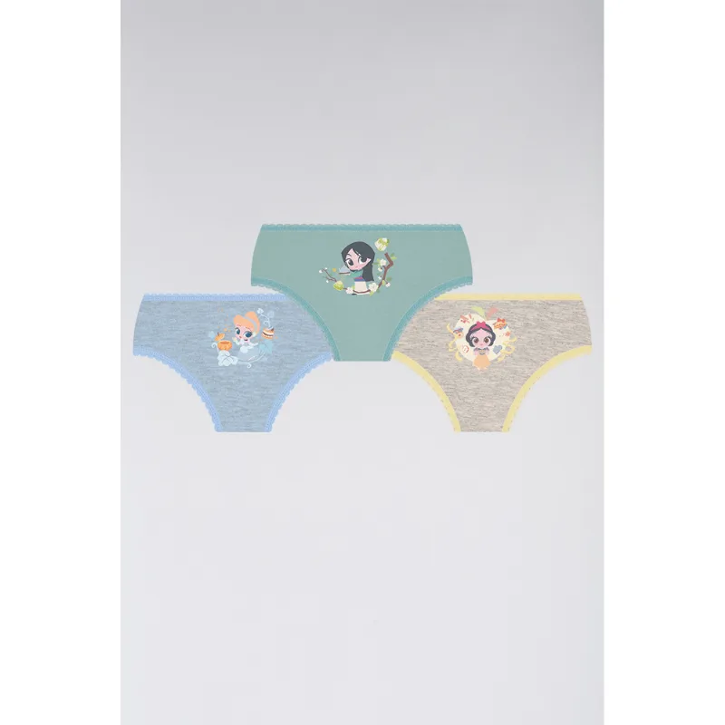 Kit 3 Calcinhas Kids Princesas Algodão Tamanho: 3 a 5 anos | Cor: Sortida
