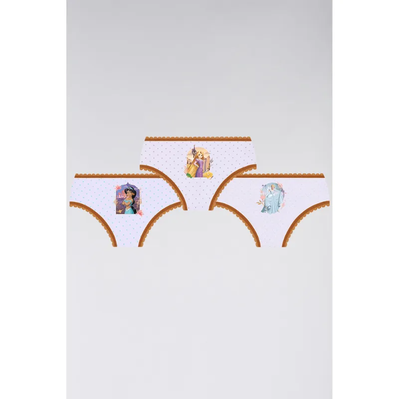Kit 3 Calcinhas Kids Princesas Algodão Tamanho: 6 a 8 anos | Cor: Sortida