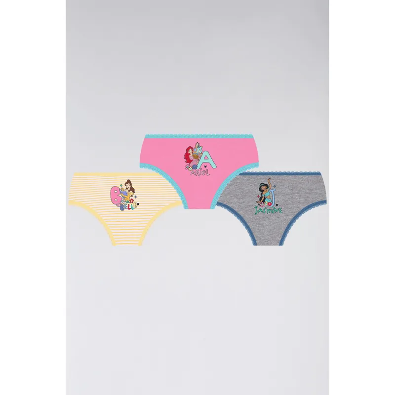 Kit 3 Calcinhas Kids Princesas Algodão Tamanho: 9 a 11 anos | Cor: Sortida