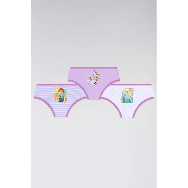 Kit 3 Calcinhas Kids Frozen Algodão Tamanho: P (03 a 05 anos) | Cor: Sortida