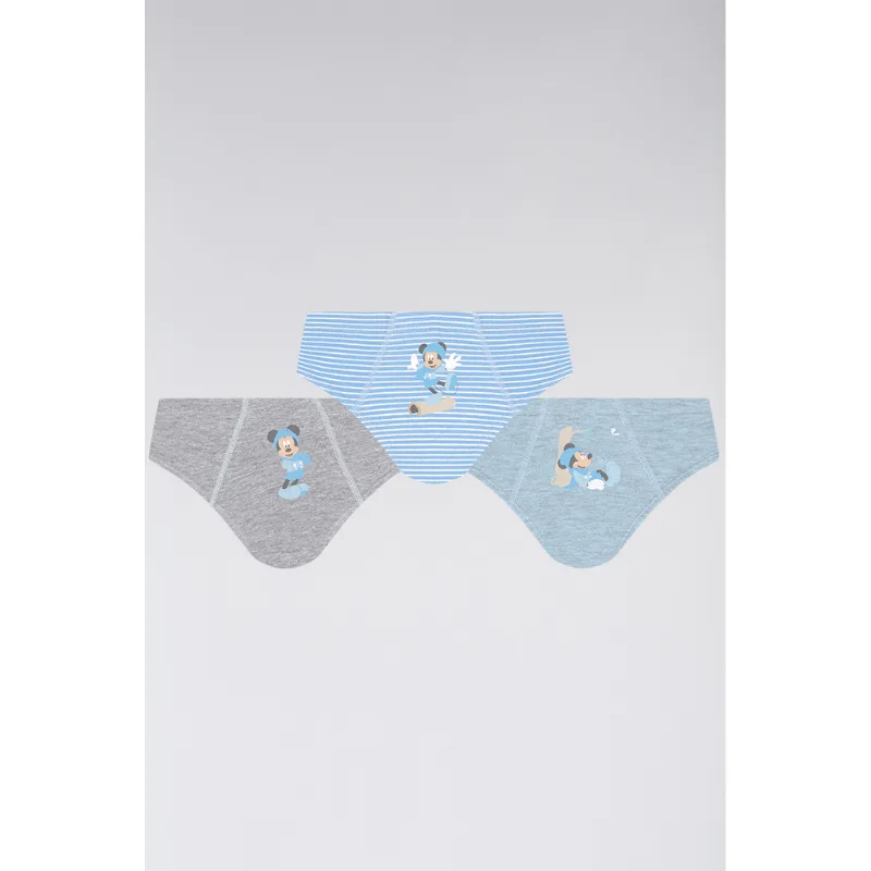 Kit 3 Cuecas Slip Kids Mickey Algodão Tamanho: Até 2 anos | Cor: Sortida