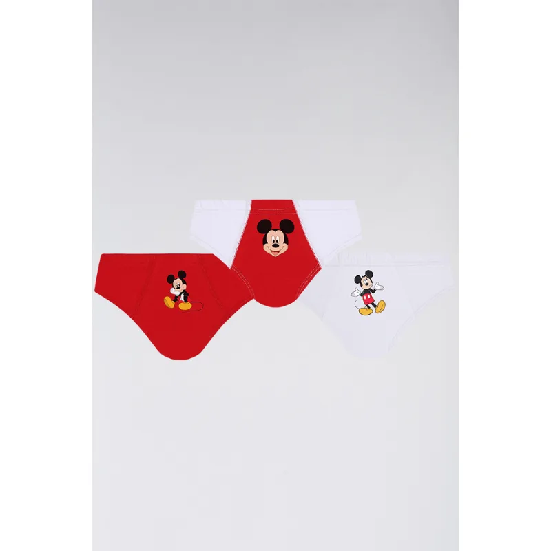 Kit 3 Cuecas Slip Kids Mickey Algodão Tamanho: 9 a 11 anos | Cor: Sortida