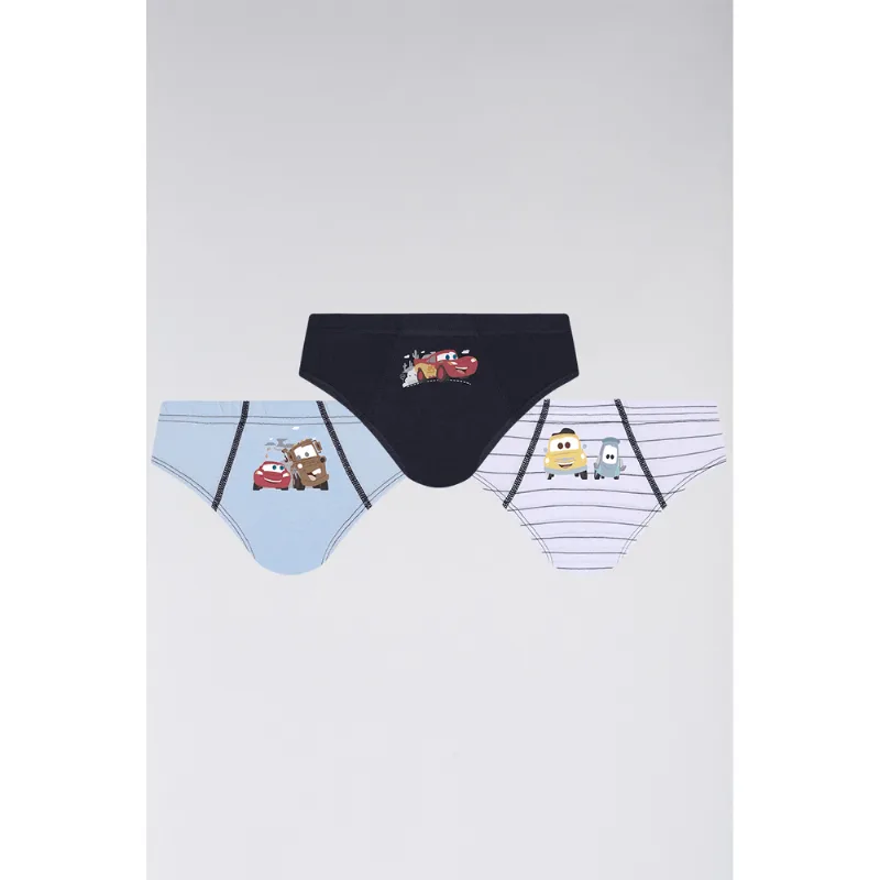 Kit 3 Cuecas Slip Carros Infantil Masculina Lupo Tamanho: 9 a 11 anos | Cor: Sortida
