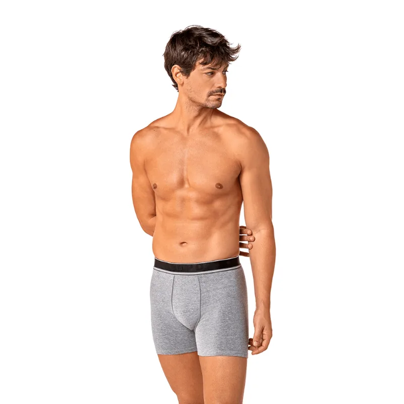 Boxer Algodão com Elastano Modelagem Especial Tamanho: P (38 a 40) | Cor: Chumbo Mescla