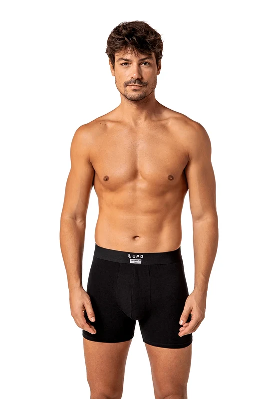 Cueca Boxer Algodão com Elastano Modelagem Especial Preta / P (38 a 40)