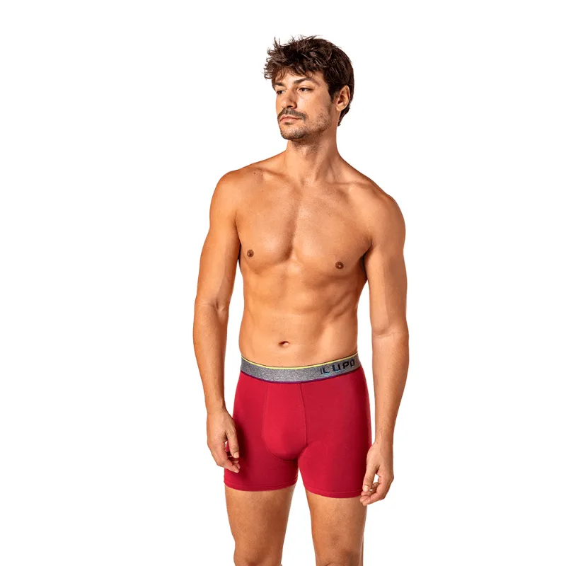 Cueca Boxer Algodão com Elastano Masculina Lupo Tamanho: P (38 a 40) | Cor: Vermelho Queimado