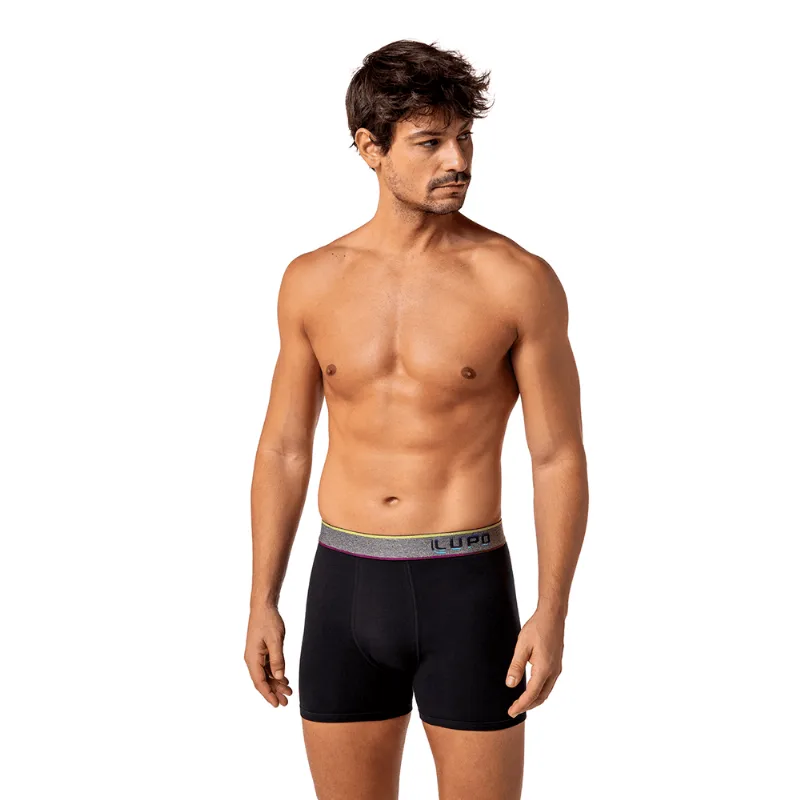 Cueca Boxer Algodão com Elastano Masculina Lupo Tamanho: G (46 a 48) | Cor: Preto