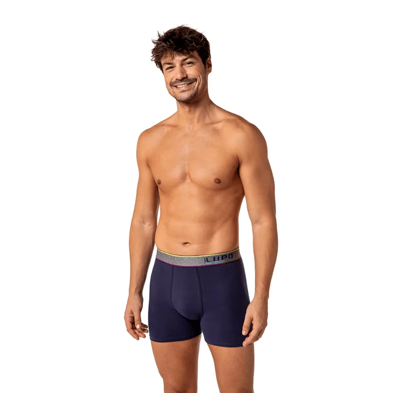 Cueca Boxer Algodão com Elastano Masculina Lupo Tamanho: GG (50 a 52) | Cor: Marinho