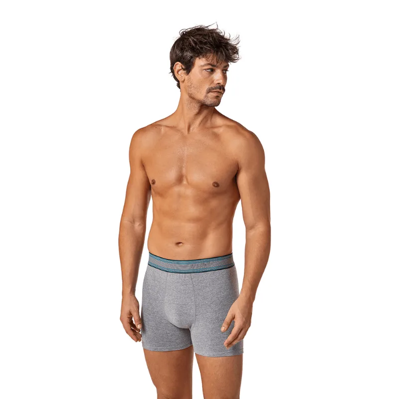 Cueca Boxer Algodão com Elastano Masculina Lupo Tamanho: GG (50 a 52) | Cor: Chumbo Mescla