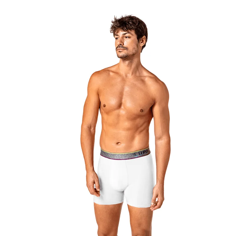 Cueca Boxer Algodão com Elastano Masculina Lupo Tamanho: GG (50 a 52) | Cor: Branca - Lupo