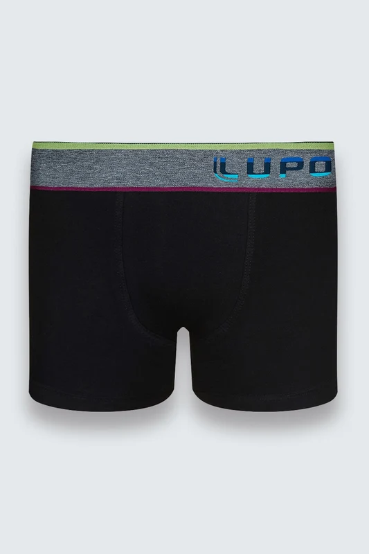 Boxer Lupo Kids Algodão c/ Elastano Preta / G (09 a 11 anos)