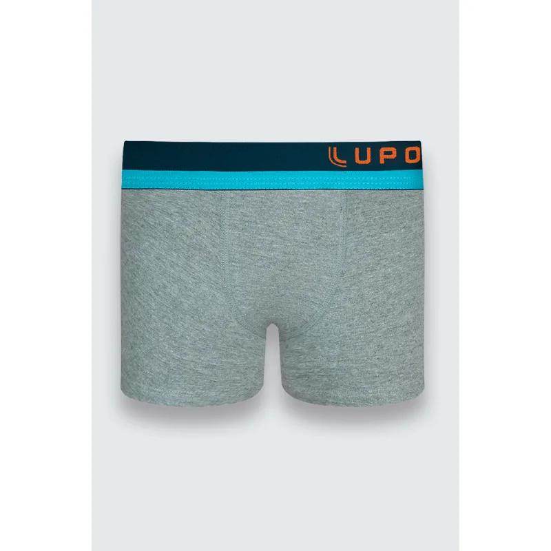 Cueca Boxer Algodão Infantil Masculina Lupo Tamanho: 6 a 8 anos | Cor: Chumbo Mescla