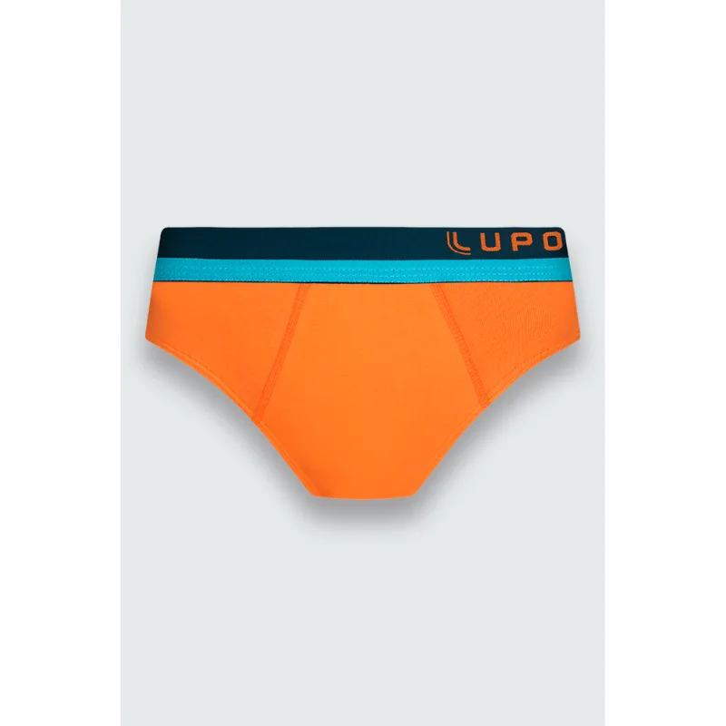 Cueca Slip Algodão Infantil Masculina Lupo Tamanho: 6 a 8 anos | Cor: Ponkan