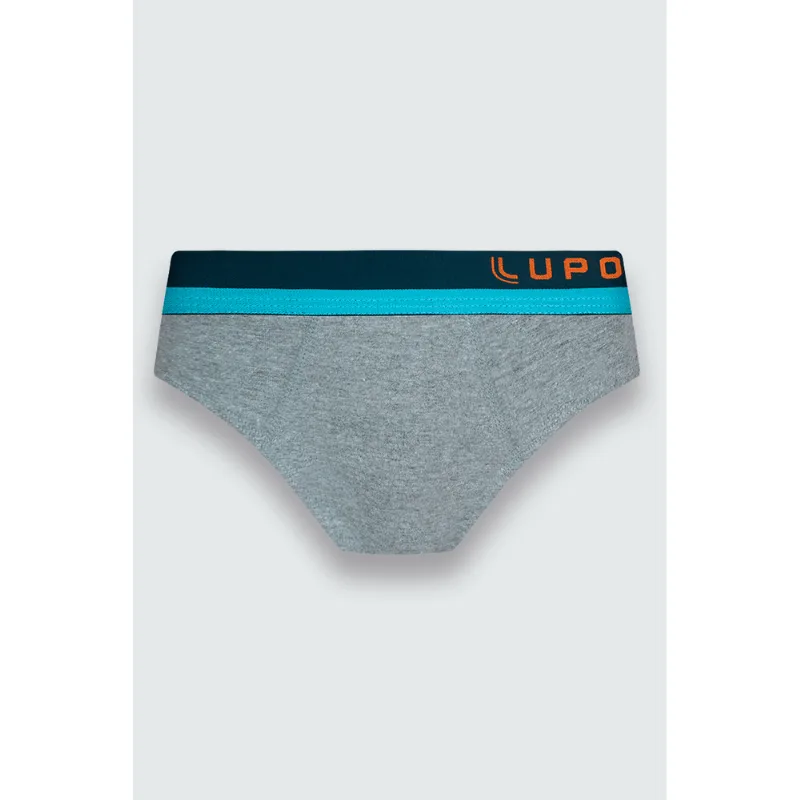 Cueca Slip Algodão Infantil Masculina Lupo Tamanho: 9 a 11 anos | Cor: Chumbo Mescla - Lupo