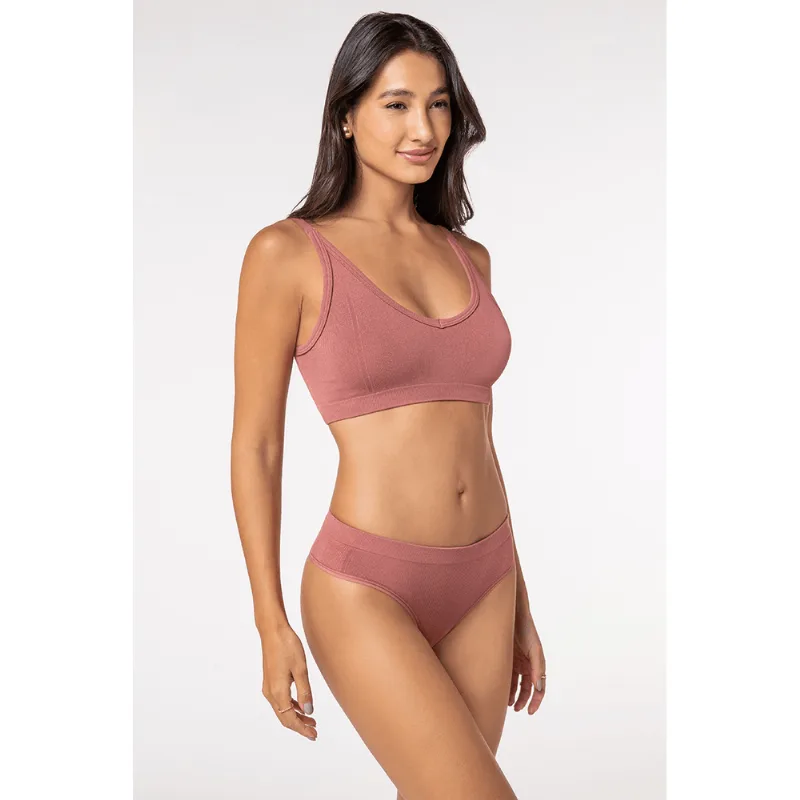 Sutiã Fio de Bambu Sem Costura Feminino Lupo Tamanho: GG | Cor: Telha - Lupo