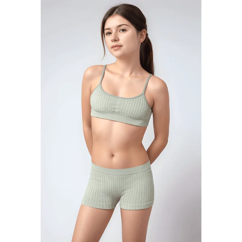 Boxer Tricô Sem Costura Teen Tamanho: 14 | Cor: Verde Fresh