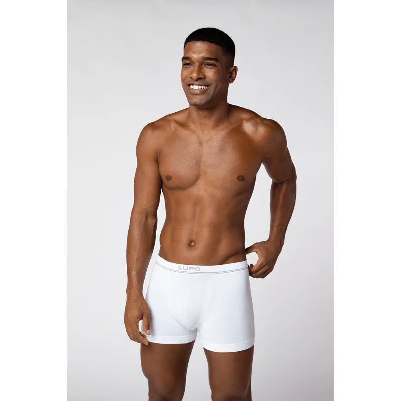 Cueca Boxer Microfibra Sem Costura Masculina Lupo Tamanho: GG (50 a 52) | Cor: Branca