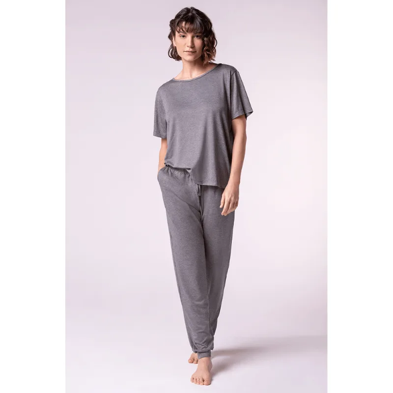 Pijama Longo Leve Feminino Lupo Tamanho: GG (48 a 50) | Cor: Chumbo Mescla