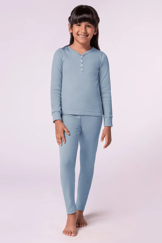 Pijama Longo Ribana Infantil Feminino Lupo Azul Pastel / 08 anos
