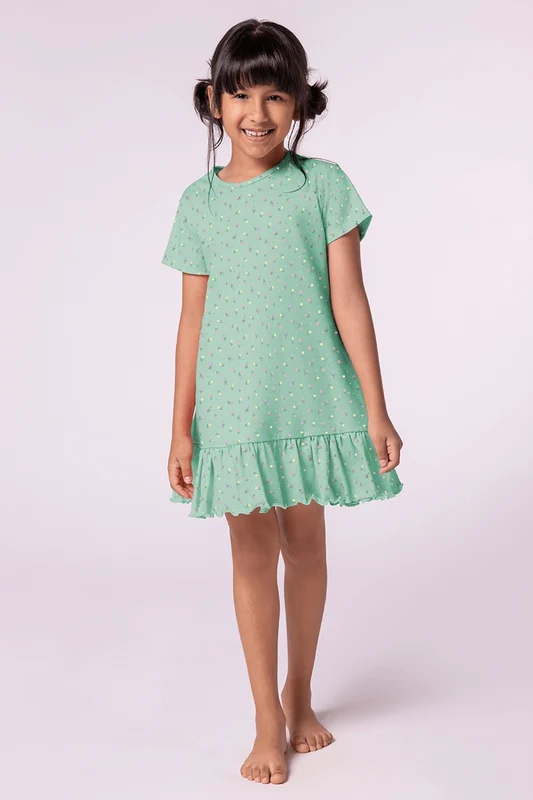 Camisola Florida Infantil Feminina Lupo Light Green / 14 anos