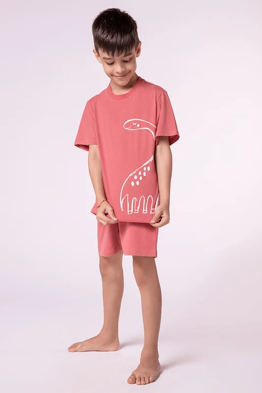 Pijama Curto Dinossauros Infantil Masculino Lupo Goiaba / 04 anos